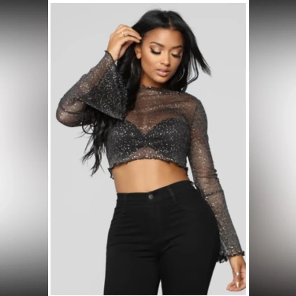 FN Bell Sleeve Crop Top